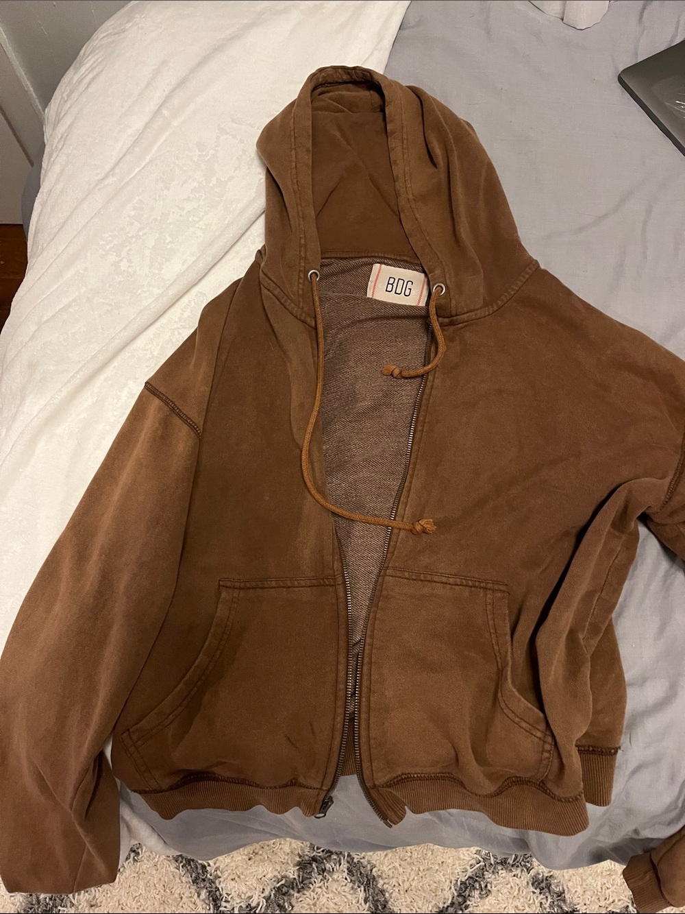 Urban Outfitters Brown Zip-Up Hooded Jacket